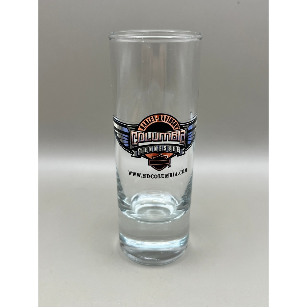 Harley-Davidson Columbia Tennessee Shot Glass Tall Shooter 2009 Winged Logo 2 oz